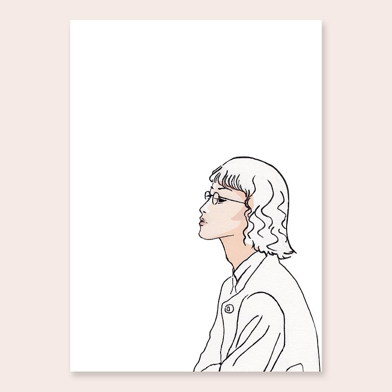 Hand drawn illustration postcard - girl - การ์ด/โปสการ์ด - กระดาษ ขาว