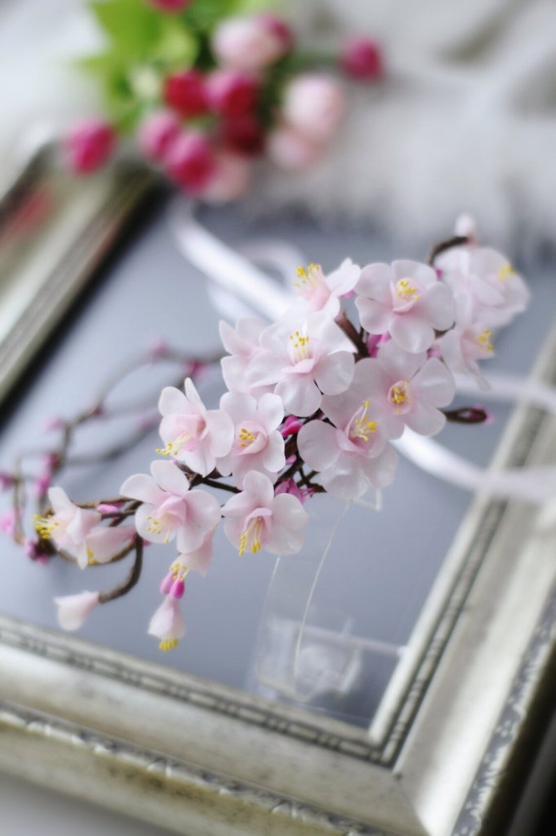 Cherry Blossom Headband, Blossom Flower Crown, Flower Hair Accessories - Hair Accessories - Eco-Friendly Materials Pink