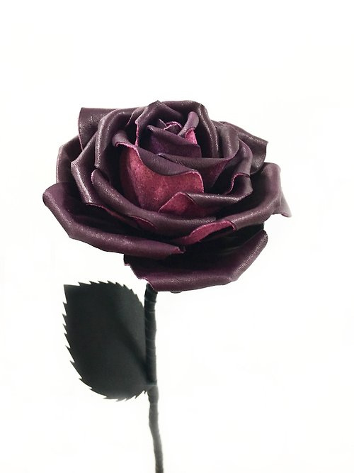 JK Collection 深紫色皮革薔薇玫瑰【花】