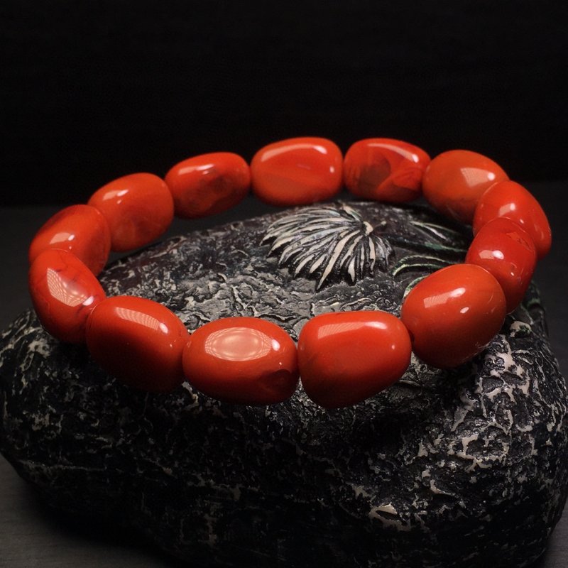 精品四川南紅瓦西隨型珠手鏈瓦西顏色豔麗晶體干淨 - 手鍊/手環 - 水晶 