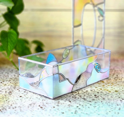 花がすみ グラスアート ティッシュケース - ショップ GlassArt