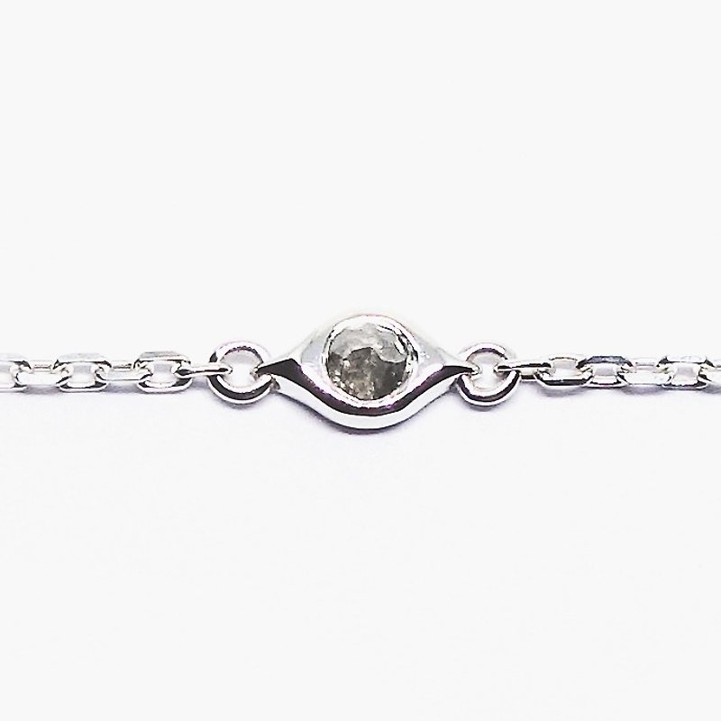 Silver grey rustic diamond bracelet SV925【Pio by Parakee】鑽石手鍊 gray - Bracelets - Gemstone Gray