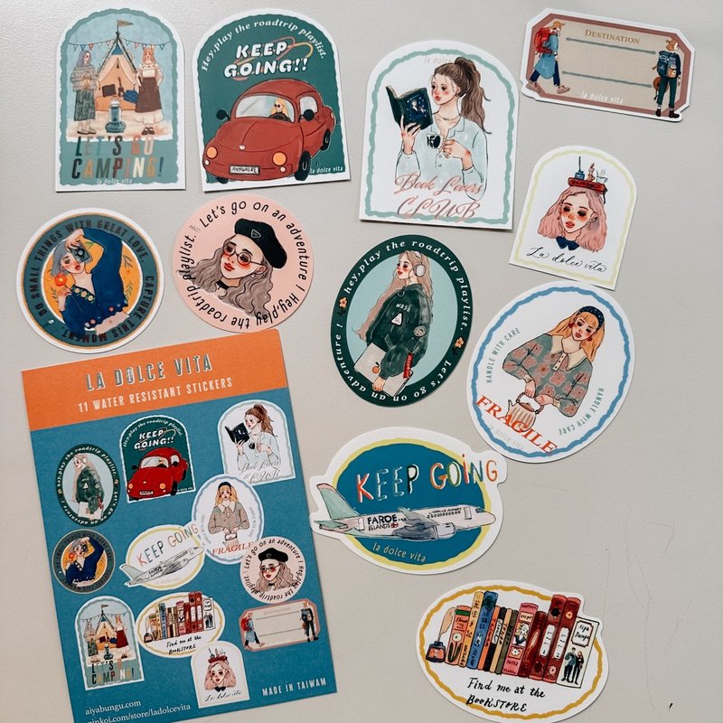 La dolce vita travel agency sticker set of 11 pieces - สติกเกอร์ - กระดาษ หลากหลายสี