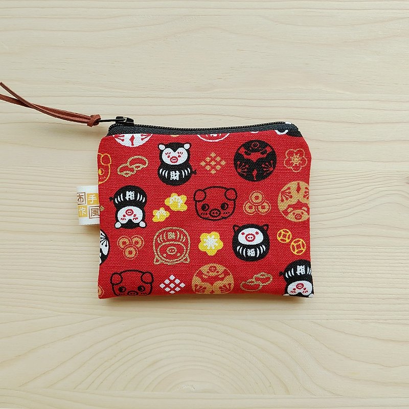 Blessing Lucky Pig Money Bag _ Red - Coin Purses - Cotton & Hemp Red