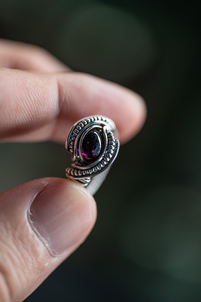 【Wrap Around Studio】S925 sterling silver | Wire Wrapping | Garnet Ring - General Rings - Sterling Silver Multicolor