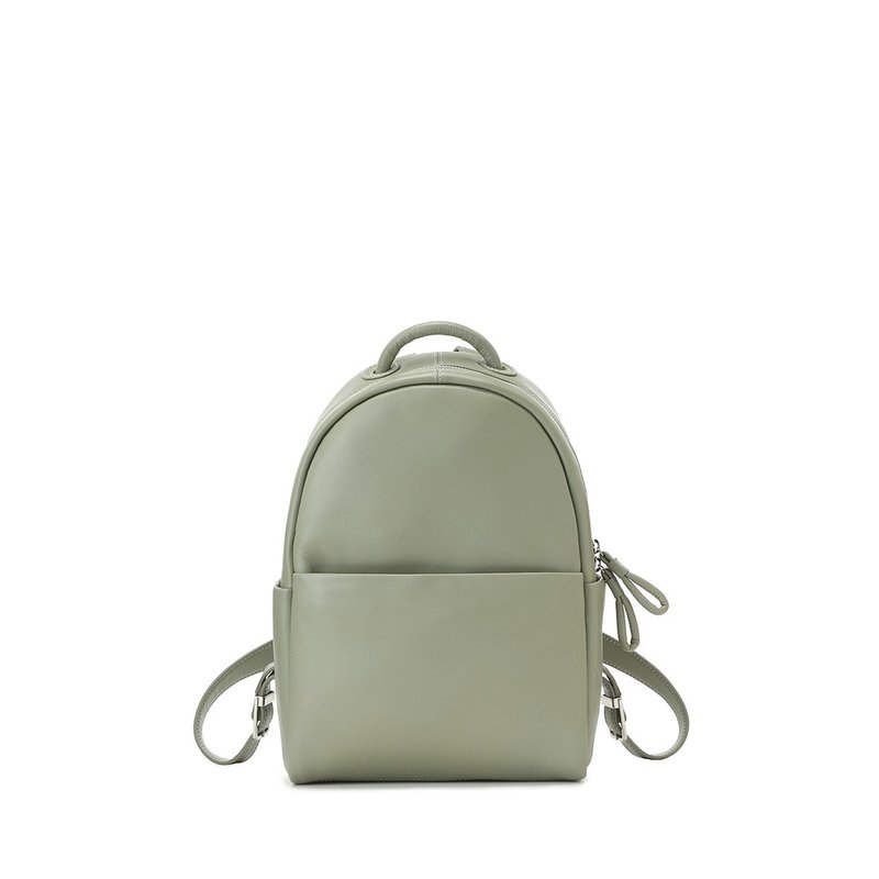 Goatskin Soft Balloon Backpack M-Smoky Green - Backpacks - Genuine Leather Green