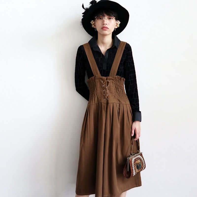 Pumpkin Vintage. Vintage strap dress - Skirts - Cotton & Hemp Brown