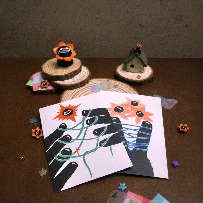 Riso Printed Christmas Card Set with Decorative Stickers - การ์ด/โปสการ์ด - กระดาษ 