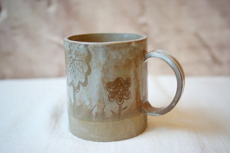 Handcrafted mug Blossom 300ml coffee mug tea cup - Mugs - Pottery Brown