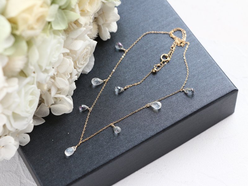 14kgf-chilly tears short necklace(ajustable chain) - 項鍊 - 其他金屬 灰色
