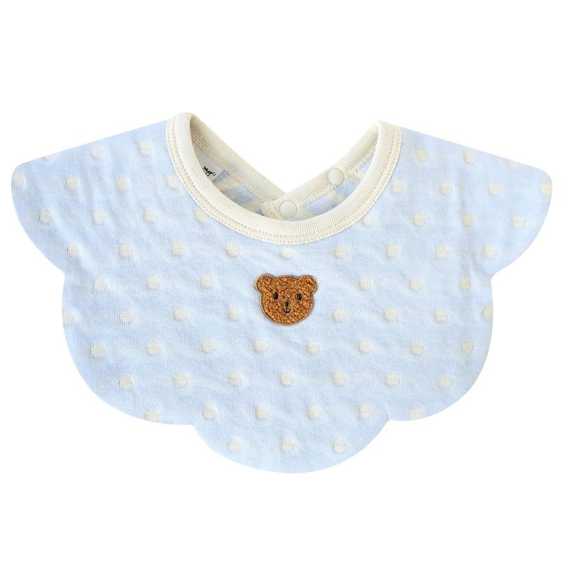 [SISSO organic cotton] Branny Bear Double Woven Air Cotton Bib - Bibs - Cotton & Hemp Blue