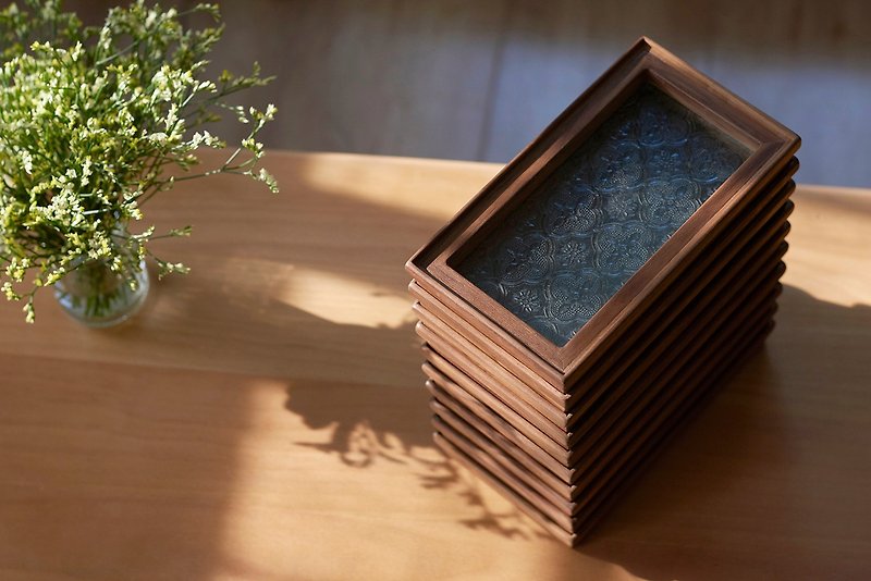 胡桃木海棠花玻璃 mini tray - 擺飾/家飾品 - 木頭 咖啡色