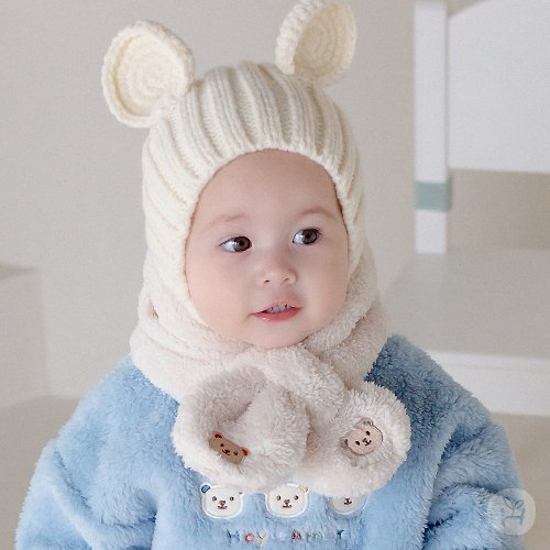 日安朵朵 Happy Prince 韓國製 韓國製 Chico奶白雪絨嬰兒童圍巾