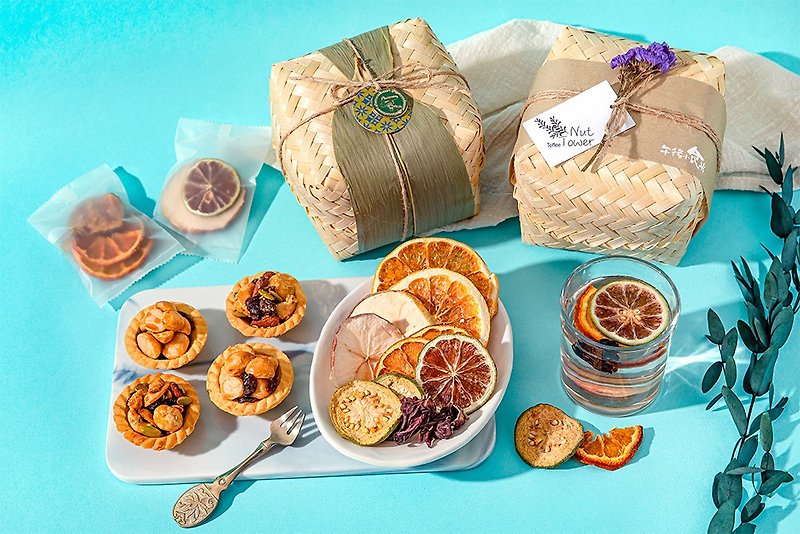 Afternoon snacks│Afternoon tea double gift box set (5 pieces of nut tarts, 10 bags of fruit water) - ถั่ว - อาหารสด 