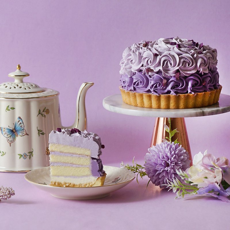 Purple taro birthday cake - เค้กและของหวาน - วัสดุอื่นๆ สีม่วง