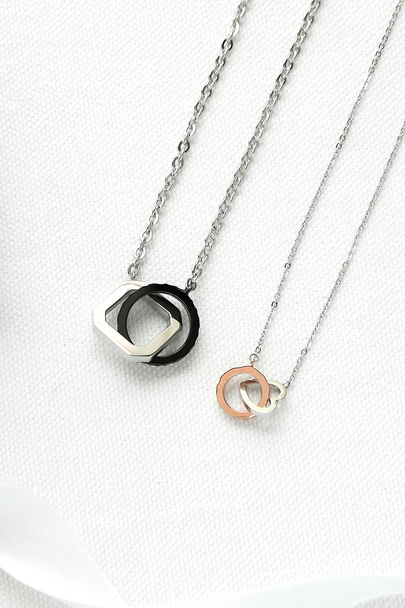 [Lover's Gift] Hook with you. Heart-shaped ring necklace - สร้อยคอ - สแตนเลส สีเงิน