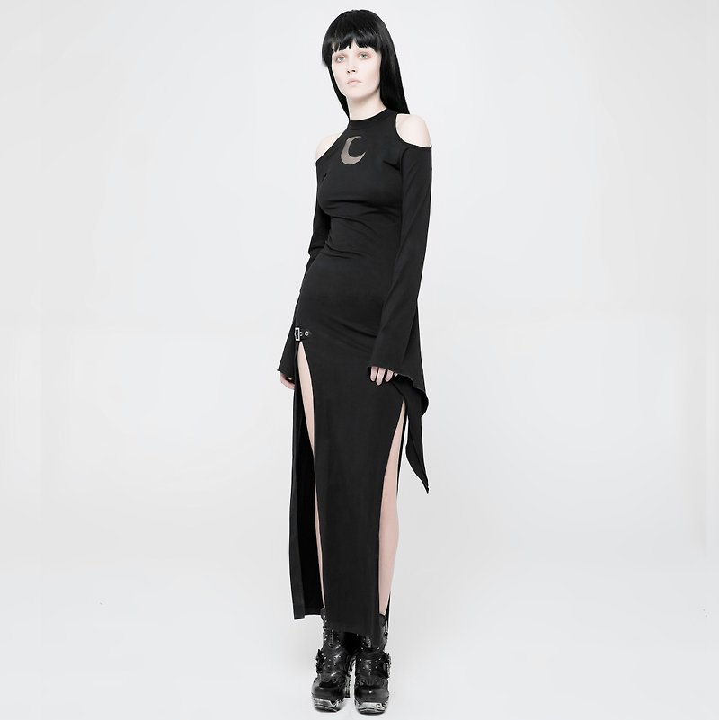 Astrologer slit dress - One Piece Dresses - Other Materials Black