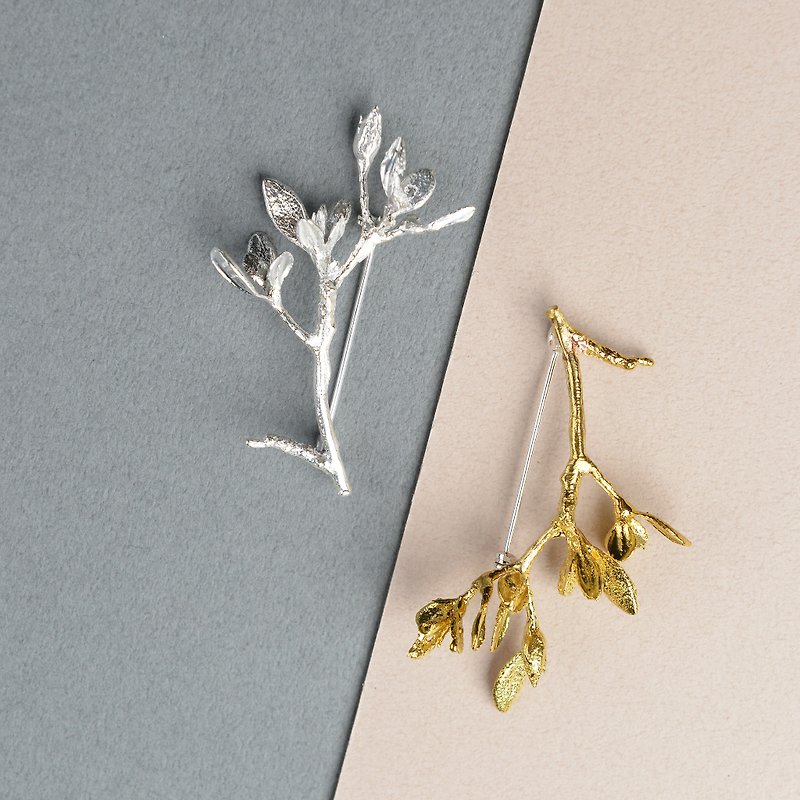 Sterling silver sikayotaizan rhododendron brooch - เข็มกลัด - เงินแท้ สีเงิน