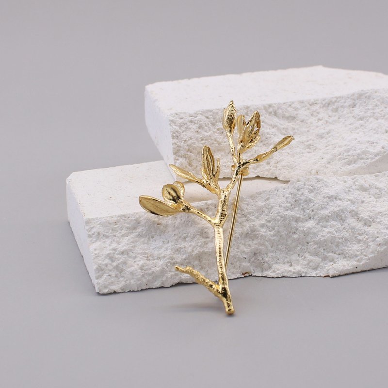 Azalea sterling silver brooch 18K gold plated brooch three colors - Brooches - Sterling Silver Silver