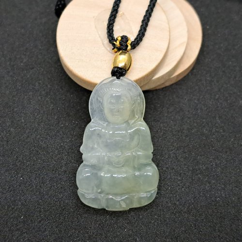 瓔珞翡翠 冰種飄綠翡翠觀音菩薩項鍊 | 天然緬甸玉翡翠A貨 | 送禮