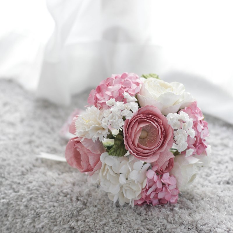 BS305 : Mini Flowers Bouquet, Cherry Blossom Pink - 木工/竹藝/紙雕 - 紙 粉紅色