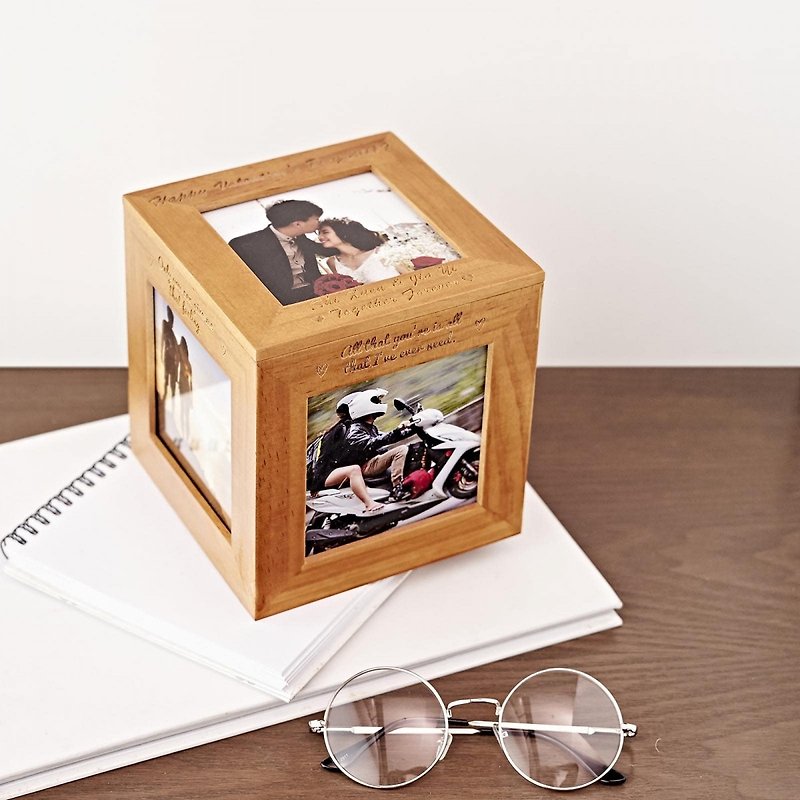 Personalized Wooden Photo Cube Box - อัลบั้มรูป - ไม้ 
