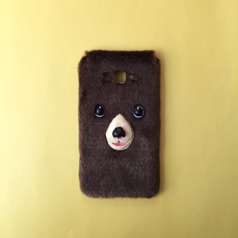 毛絨絨手機殼-小熊臉 - 平板/電腦保護殼 - 紙 咖啡色