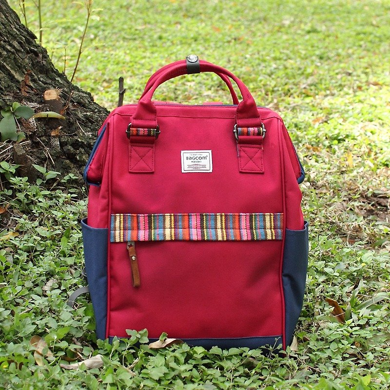 วัสดุอื่นๆ กระเป๋าเป้สะพายหลัง สีแดง - (13 '' Laptop OK) - color pattern red and blue ★ 100439-90