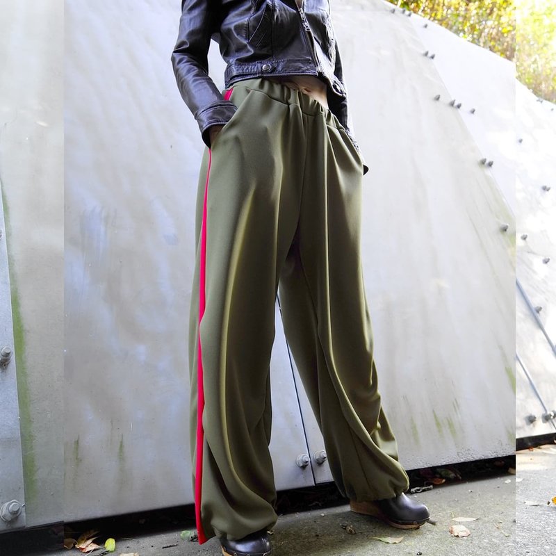 Parachute track pants - กางเกงขายาว - เส้นใยสังเคราะห์ สีกากี