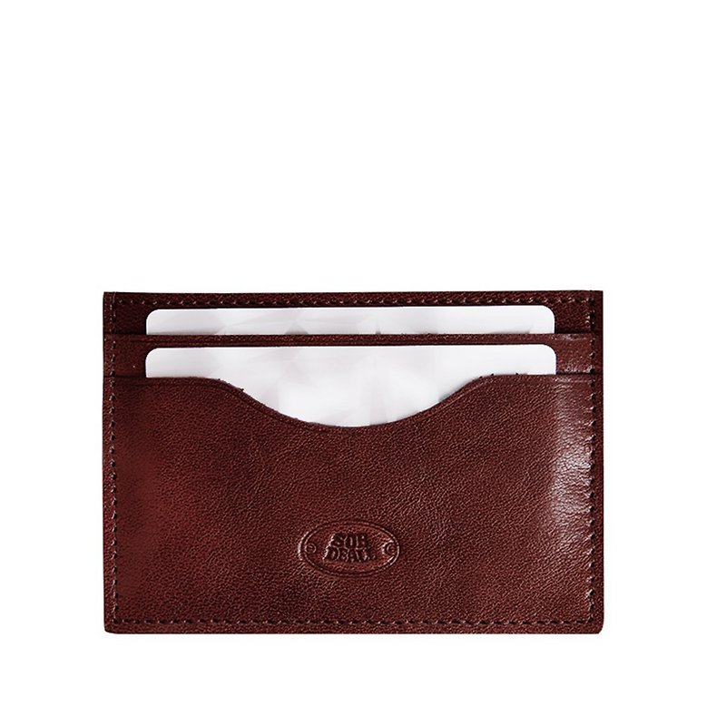 Leather single-piece business card holder - ที่เก็บนามบัตร - หนังแท้ สีนำ้ตาล
