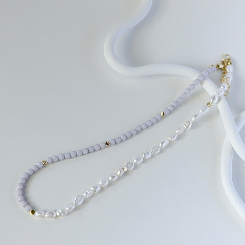 fresh water pearl and beads elegance nacklace gift - Necklaces - Other Materials Purple