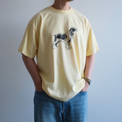 wagdog garment dye short sleeve t-shirt / butter / unisex / DOG