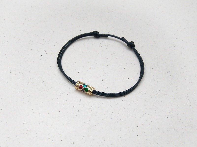 Wax line bracelet color lucky grass plain simple wax rope thin line - สร้อยข้อมือ - วัสดุอื่นๆ สีทอง