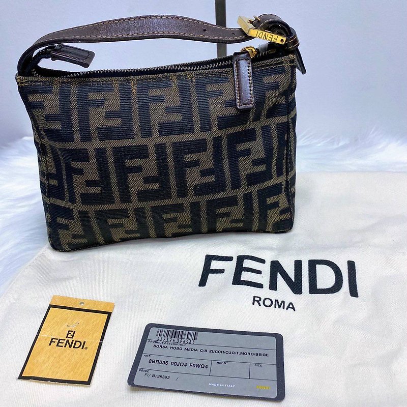 Fendi Zucca Pattern Pouch Mini Clutch - Handbags & Totes - Other Materials Brown