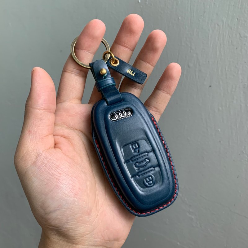 アウディ ホース ヒップ カー キー レザー ケース A4 A3 A5 A6 Q5 A8 Q2 Q3 Q7 - キーホルダー・キーケース - 革 オレンジ