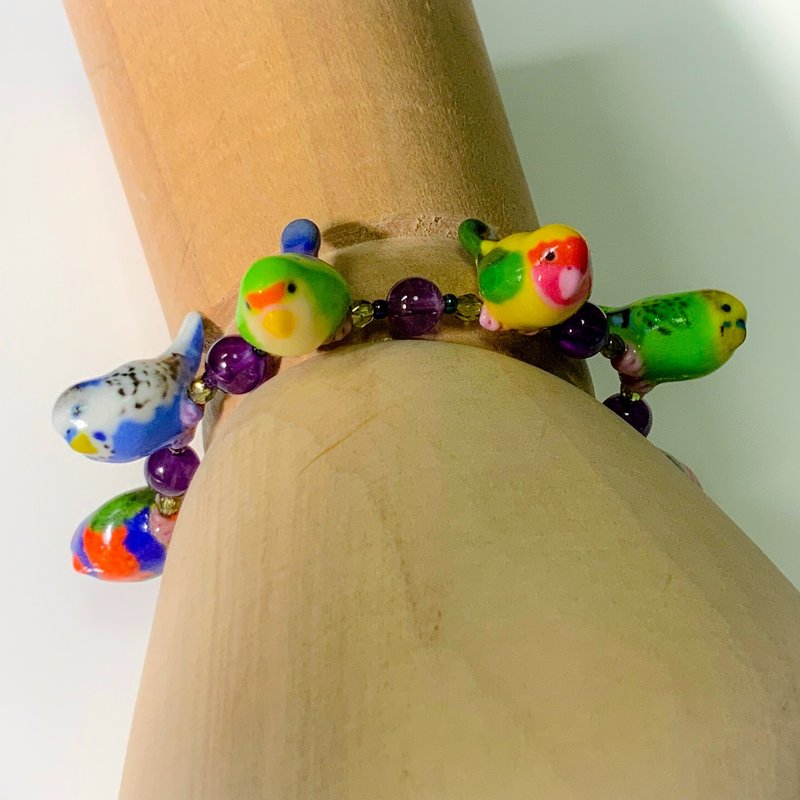 Made-to-order parakeet ski parakeet various bird bracelet - สร้อยข้อมือ - พลาสติก หลากหลายสี