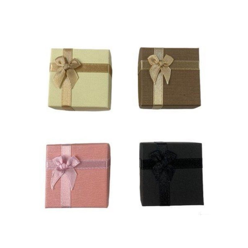 リボン付き 紙箱 6個セット 4color - 収納用品 - 紙 ブラック
