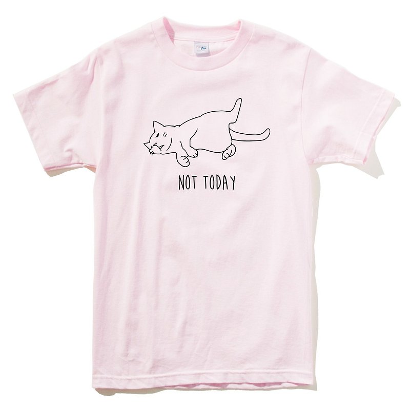 Not Today Cat #2 男女短袖T恤 淺粉紅色 狗 貓 毛小孩 動物 趣味 - T 恤 - 棉．麻 粉紅色