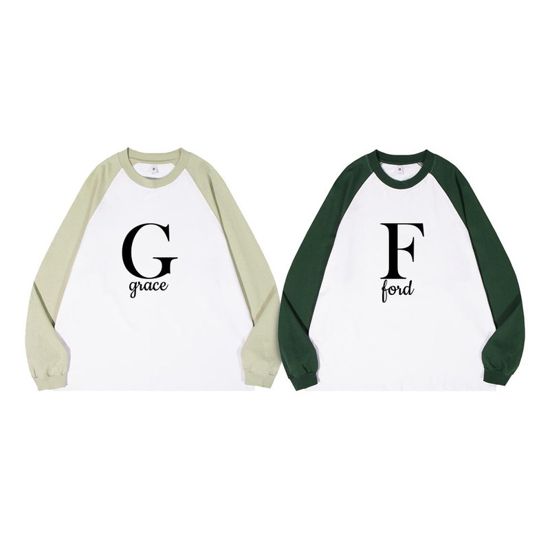 Customized single-piece couple's men's and women's round neck raglan sleeve sweatshirts Customized long-sleeved sweatshirts - Unisex Hoodies & T-Shirts - Cotton & Hemp Multicolor