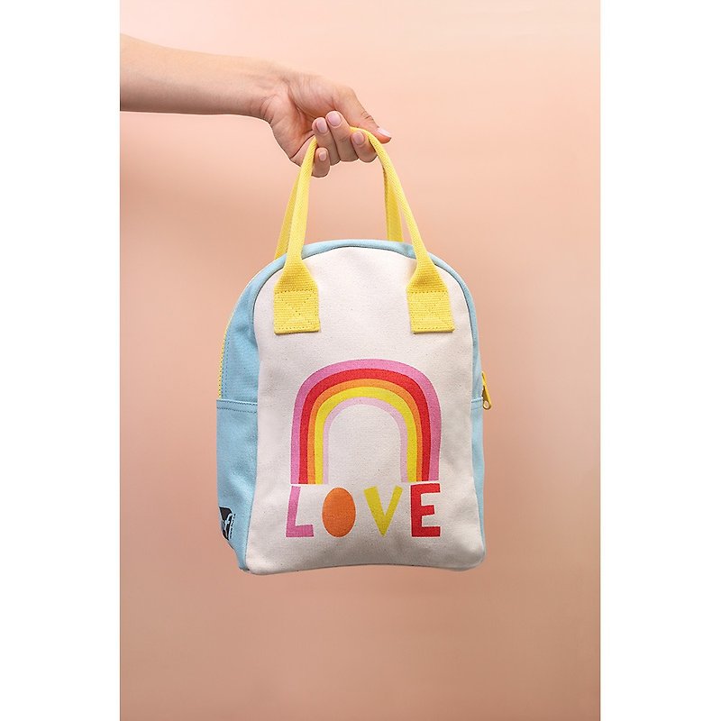 Fluf Zipper Lunch-Love - กระเป๋าถือ - ผ้าฝ้าย/ผ้าลินิน หลากหลายสี