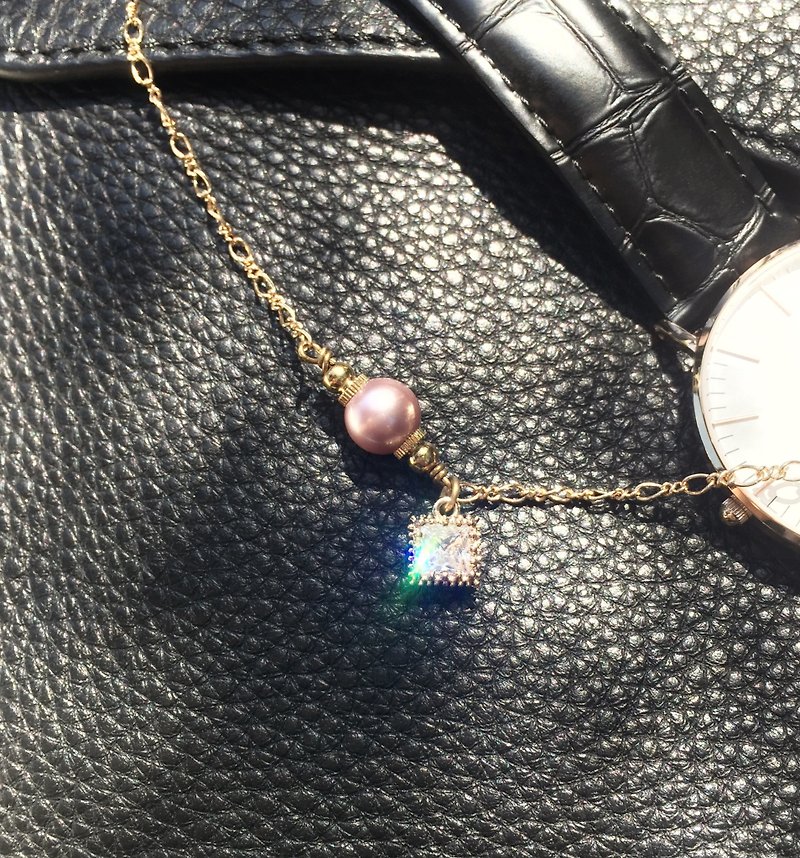 ❈La Don pull winter ❈ - button bracelet - girl heart deep pink crystal pearl - Bracelets - Other Metals Gold