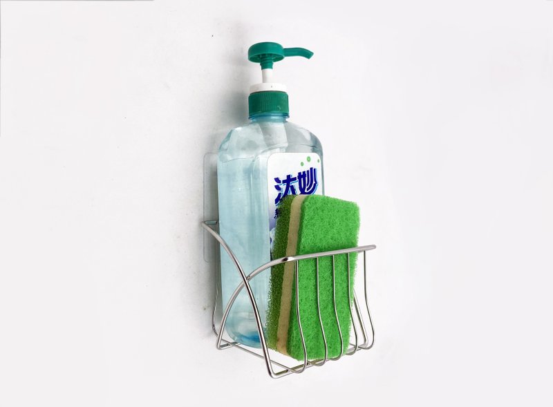 無痕貼片不鏽鋼 瓶罐架 菜瓜布架 置物架 沐浴乳架 酒精架 消毒液 - 層架/置物架/置物籃 - 不鏽鋼 銀色