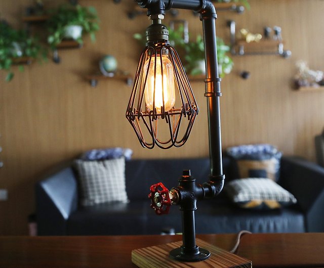 Gift Loft Retro Industrial Style, Pipe Black Industrial Table Lamp
