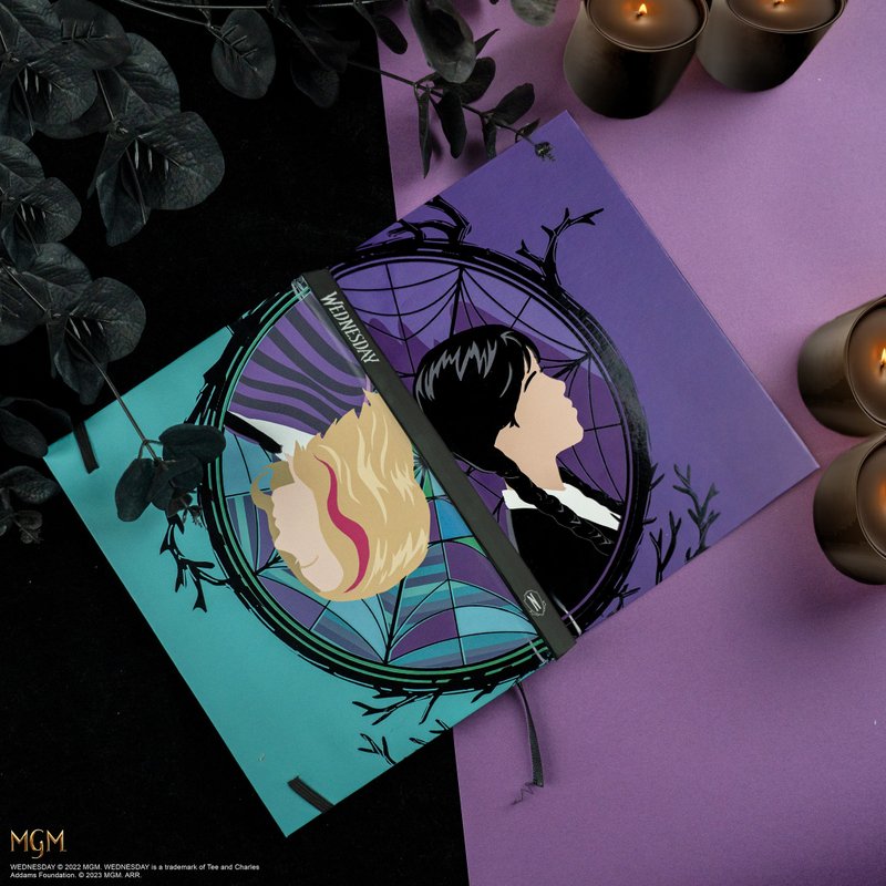 Wednesday - 硬皮筆記本 - Wednesday 與 Enid - 筆記本/手帳 - 紙 紫色