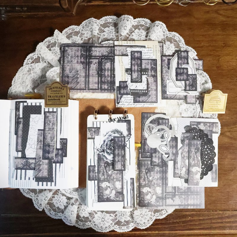 Vintage. Antique Background Horizontal Label - 貼紙 - 紙 黑色