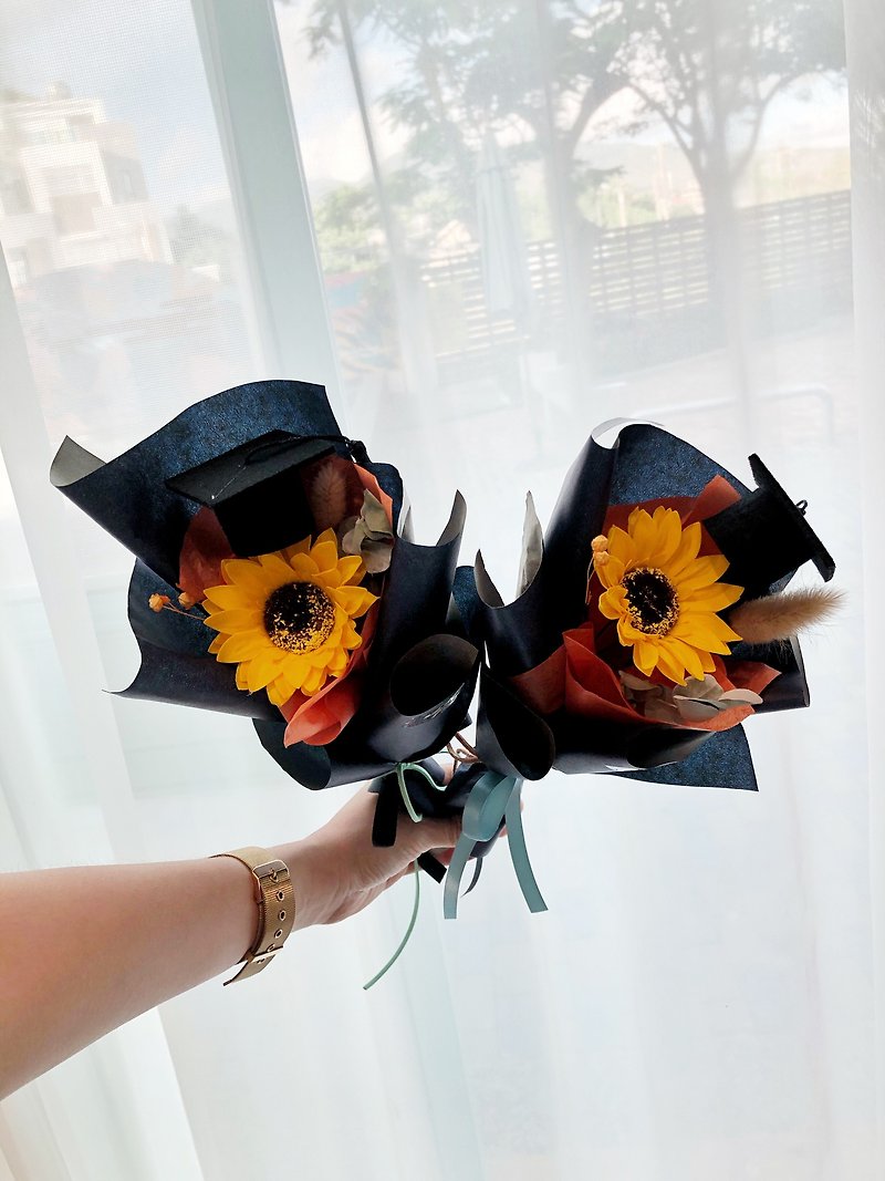 wbfxhm / Soap Flower Series-Graduation Bouquet Single Sunflower - ช่อดอกไม้แห้ง - ไฟเบอร์อื่นๆ 