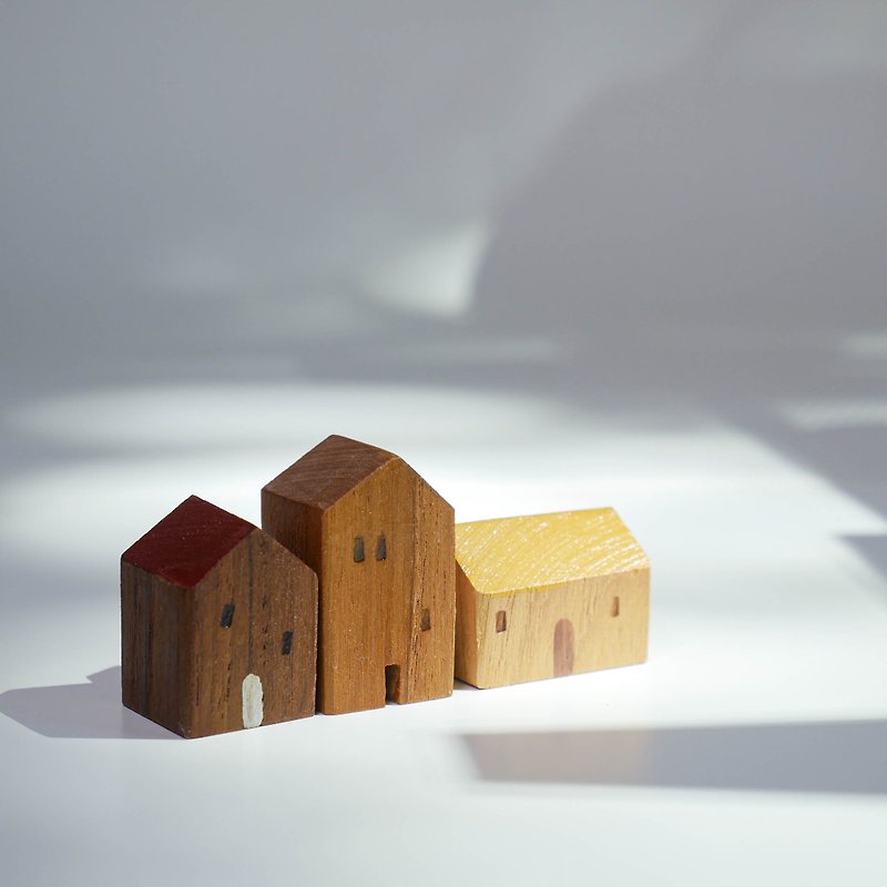 Little House decorative items Set of 3 - 擺飾/家飾品 - 木頭 多色