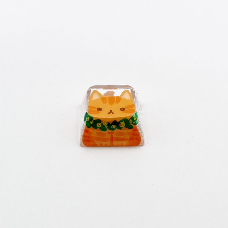 XDA Keycap orange cat with gold berry wreath xmas (clear) - อุปกรณ์เสริมคอมพิวเตอร์ - พลาสติก สีใส