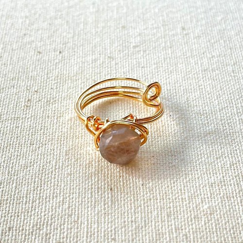 Hoshino Jewelry Kan 星鑽繞線戒指/高品質灰月光/天然/水晶/能量石/戒指/晶石040104