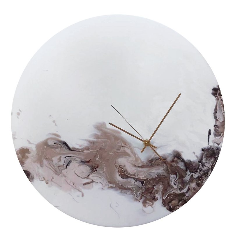 【Cloud Ash Flow・Moon Sphere・Handmade Wall Clock】40cm - นาฬิกา - พลาสติก สีนำ้ตาล